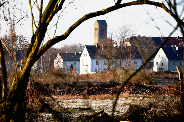 Blick auf Lohberg und die evangelische Kirche